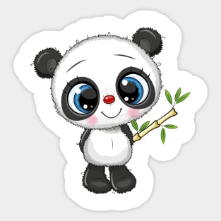 Cute panda with bamboo stick Sticker